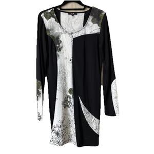 Yest Black & White Mixed Media Mini Dress Small Floral Lace Y2K Lagenlook Goth